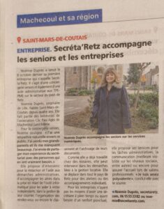 secretaretz dans la presse écrite Noémie Duprès de Secréta'Retz répond aux questions du Courrier du Pays de Retz